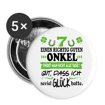 Bester Onkel Familie Glück Sprüche Family Lustig - Buttons groß 56 mm (5er Pack) - Weiß - Vorne