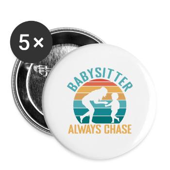 Tagesmutter Always Chase Nanny - Buttons groß 56 mm (5er Pack) - Weiß - Vorne