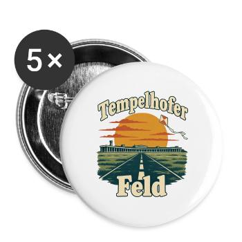 Tempelhofer Feld – Retro-Flughafen mit Drachen - Buttons groß 56 mm (5er Pack) - Weiß - Vorne