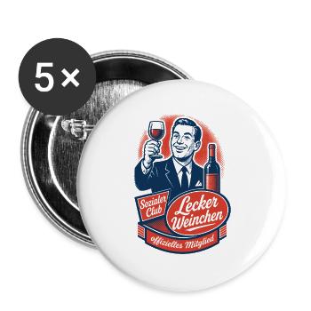 Wein Lecker Weinchen Sozialer Club - Buttons groß 56 mm (5er Pack) - Weiß - Vorne