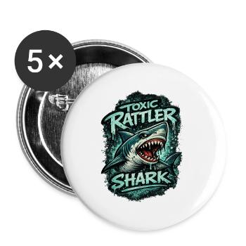 Toxischer Hai - Buttons groß 56 mm (5er Pack) - Weiß - Vorne