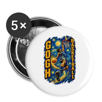GoghBasketball Dunk im Sternennacht - Buttons groß 56 mm (5er Pack) - Weiß - Vorne