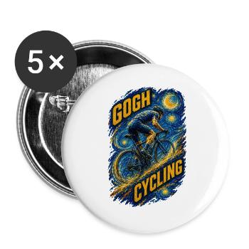Gogh Radfahren Starry Bike Kunst - Buttons groß 56 mm (5er Pack) - Weiß - Vorne