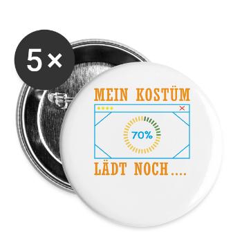 Mein Kostüm Lädt Noch - Buttons groß 56 mm (5er Pack) - Weiß - Vorne