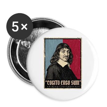 Ich denke also bin ich Rene Descartes  - Buttons groß 56 mm (5er Pack) - Weiß - Vorne