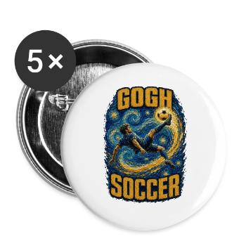 Gogh Fußball  - Buttons groß 56 mm (5er Pack) - Weiß - Vorne