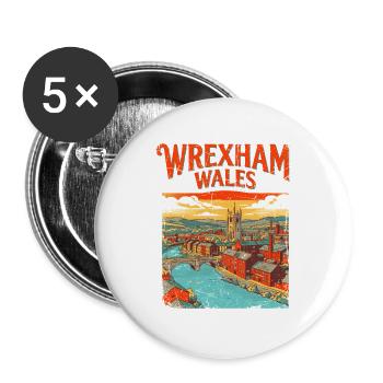 Welcome To Wrexham Wales Cityscape Novelty - Buttons groß 56 mm (5er Pack) - Weiß - Vorne