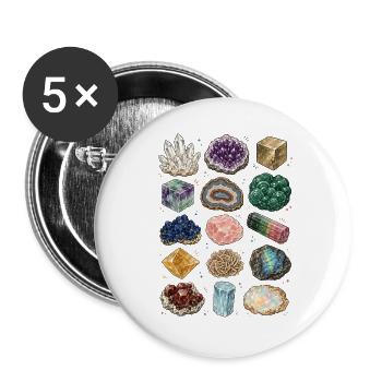 Mineralien | Kristalle & Geologie - Buttons groß 56 mm (5er Pack) - Weiß - Vorne