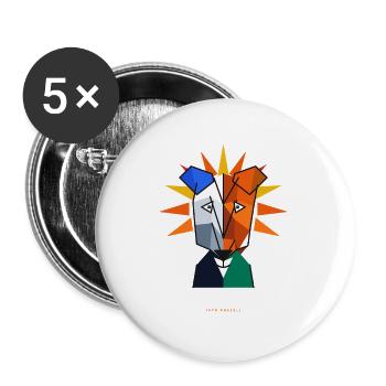 Jack-Russel-Terrier-Kubismus - Buttons groß 56 mm (5er Pack) - Weiß - Vorne