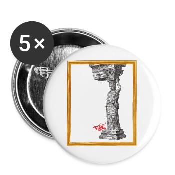 Antike Säule im Kriss Kross Tagging - Buttons groß 56 mm (5er Pack) - Weiß - Vorne
