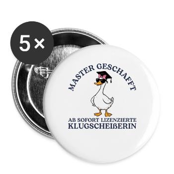 Masterprüfung Studium Abschluss Studentin Geschenk - Buttons groß 56 mm (5er Pack) - Weiß - Vorne