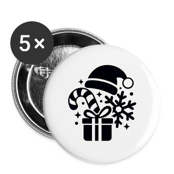 Weihnachten - Buttons groß 56 mm (5er Pack) - Weiß - Vorne