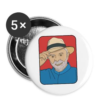 Lula da Silva Pop Art – Brasilianischer Präsident - Buttons groß 56 mm (5er Pack) - Weiß - Vorne