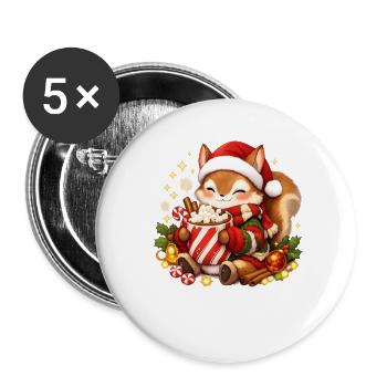 Niedliches Eichhörnchen Mit - Buttons groß 56 mm (5er Pack) - Weiß - Vorne