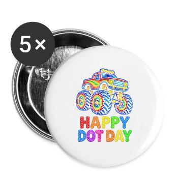 Happy Dot Day Monster Truck - Buttons groß 56 mm (5er Pack) - Weiß - Vorne
