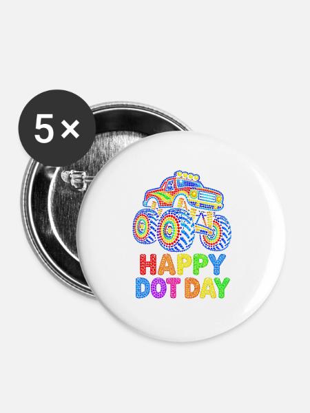 Happy Dot Day Monster Truck - Buttons groß 56 mm (5er Pack) - Weiß