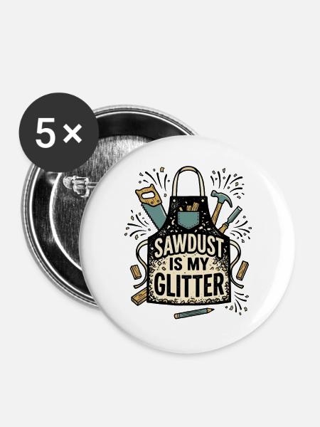 Carpenter Life – Woodworking & Tools Design - Buttons groß 56 mm (5er Pack) - Weiß