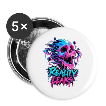 Reality Leaks Neon Skull - Buttons groß 56 mm (5er Pack) - Weiß - Vorne