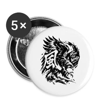 Winddrache im Sturm - Buttons groß 56 mm (5er Pack) - Weiß - Vorne