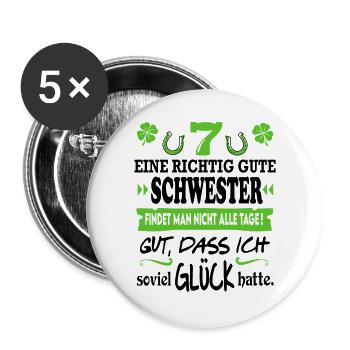 Beste Schwester Familie Glück Sprüche Family - Buttons groß 56 mm (5er Pack) - Weiß - Vorne