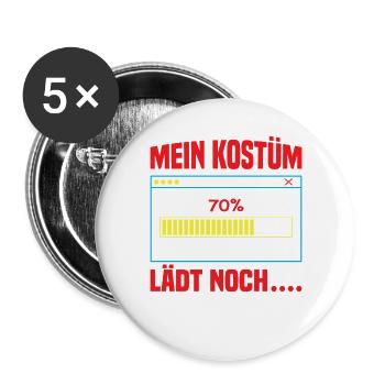 Mein Kostüm Lädt Noch - Buttons groß 56 mm (5er Pack) - Weiß - Vorne