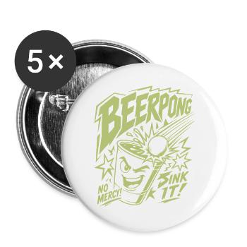Beer Pong No Mercy - Buttons groß 56 mm (5er Pack) - Weiß - Vorne