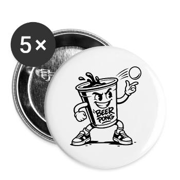 Beer Pong Becher - Buttons groß 56 mm (5er Pack) - Weiß - Vorne