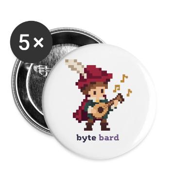 Pixel Barde mit Laute - Buttons groß 56 mm (5er Pack) - Weiß - Vorne