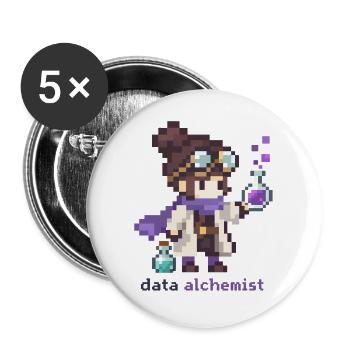 Daten Alchemist - Buttons groß 56 mm (5er Pack) - Weiß - Vorne