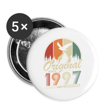 Original 1997 Jahrgang Vintage Geburtstag Retro - Buttons groß 56 mm (5er Pack) - Weiß - Vorne