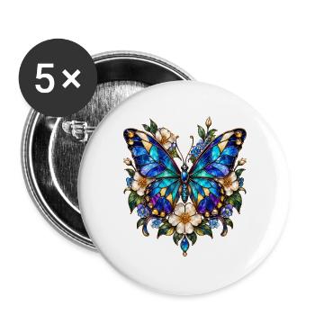 Schmetterlinge Schöner Schmetterling - Buttons groß 56 mm (5er Pack) - Weiß - Vorne