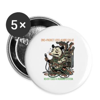 Sysadmin T-Shirt Server Kabelsalat IT Admin - Buttons groß 56 mm (5er Pack) - Weiß - Vorne