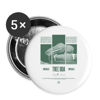 Smaragdbaumboa-Schlangenbesitzer und Reptilienhalter - Buttons groß 56 mm (5er Pack) - Weiß - Vorne