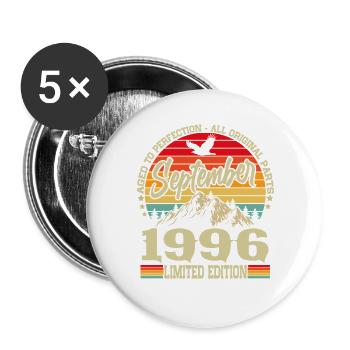 September 1996 Vintage Retro Geburtstag Geschenk - Buttons groß 56 mm (5er Pack) - Weiß - Vorne