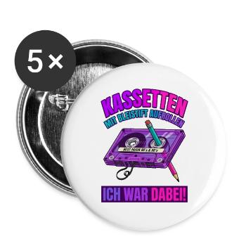 Kassetten Mit Bleistift Aufrollen Ich War Dabei - Buttons groß 56 mm (5er Pack) - Weiß - Vorne