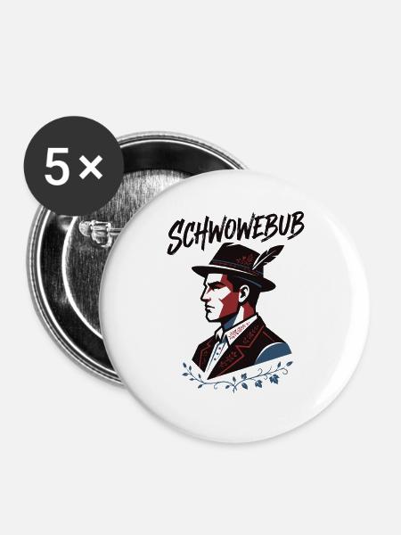 Banater Schwaben | Schwowebub | Tradition - Buttons groß 56 mm (5er Pack) - Weiß