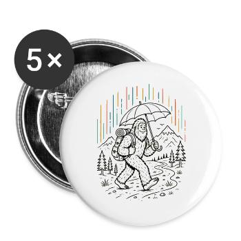 Sasquatch Regenschirm-Wanderung - Buttons groß 56 mm (5er Pack) - Weiß - Vorne