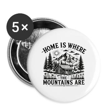Zuhause ist, wo die Berge sind - Buttons groß 56 mm (5er Pack) - Weiß - Vorne