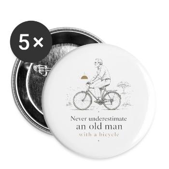 Alte Mann auf Fahrrad Sonnenaufgang - Buttons groß 56 mm (5er Pack) - Weiß - Vorne
