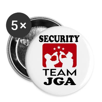 Junggesellenabschied Security Team JGA Mann Party - Buttons groß 56 mm (5er Pack) - Weiß - Vorne