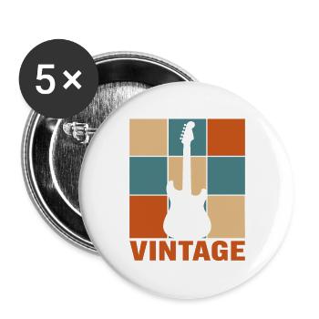 Retro-Gitarrist Sunset Vintage E-Gitarre - Buttons groß 56 mm (5er Pack) - Weiß - Vorne