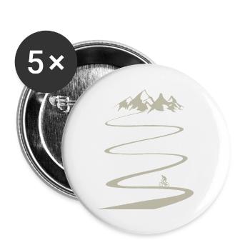 Fahrrad_auf_Kurven_in_die_Berge - Buttons groß 56 mm (5er Pack) - Weiß - Vorne