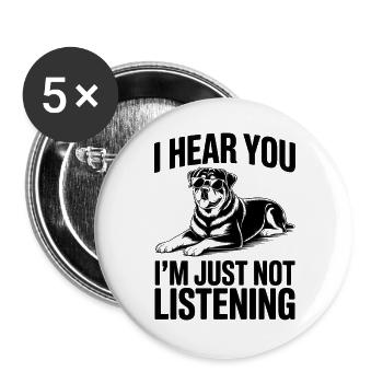 Rottweiler Spruch Lustiges Rottweiler Geschenk - Buttons groß 56 mm (5er Pack) - Weiß - Vorne