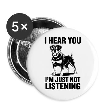 Rottweiler Spruch Lustiges Rottweiler Geschenk - Buttons groß 56 mm (5er Pack) - Weiß - Vorne
