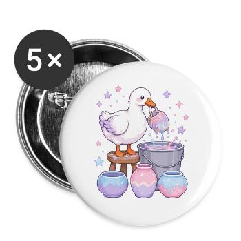  Kawaii Gans Keramik Glasur Pastell Keramik - Buttons groß 56 mm (5er Pack) - Weiß - Vorne