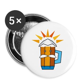 Happy BEER - Buttons groß 56 mm (5er Pack) - Weiß - Vorne
