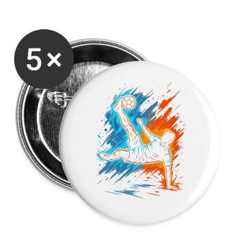 Fußballer Fußballspieler Jungen Herren Fußball - Buttons groß 56 mm (5er Pack) - Weiß - Vorne