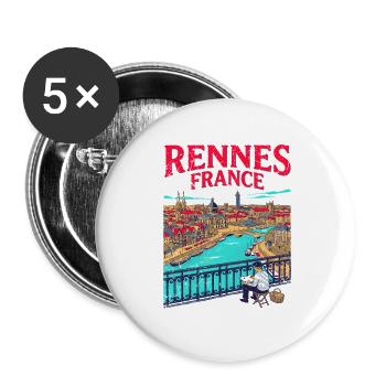 Welcome To Rennes France European Travel - Buttons groß 56 mm (5er Pack) - Weiß - Vorne
