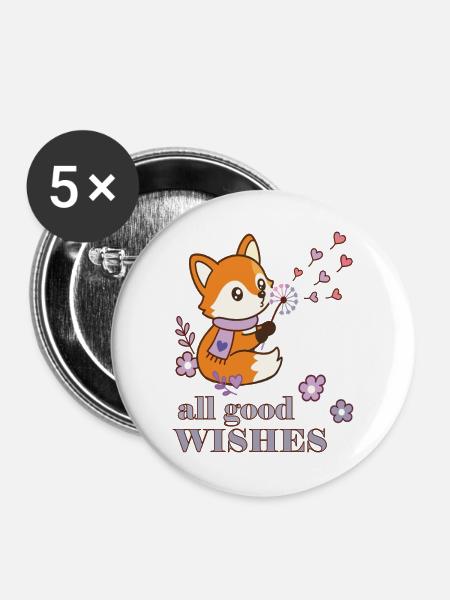 all good wishes - Buttons groß 56 mm (5er Pack) - Weiß