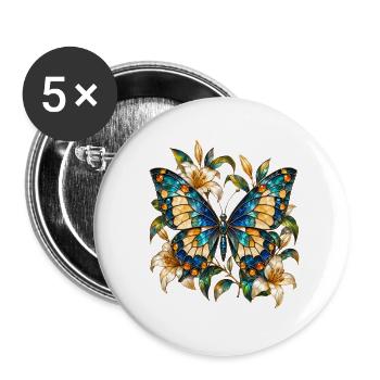 Schmetterlinge Schöner Schmetterling - Buttons groß 56 mm (5er Pack) - Weiß - Vorne